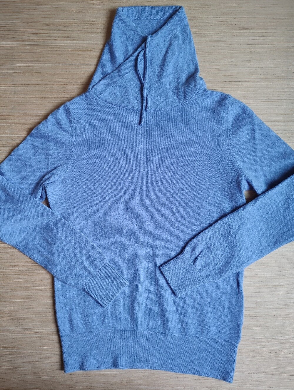 LL L.L. Bean 100% Cashmere Sweater Funnelneck Pullover Blue Knit Long Sleeve S